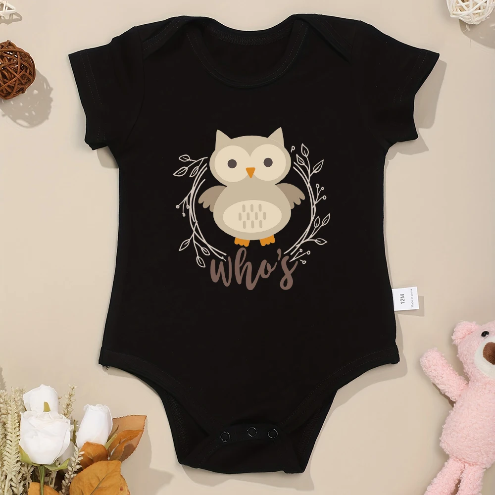 Who\'s Who Cute Funny Twin Baby Boys Girls Clothes Cartoon Owl Print Cotton Summer Newborn Onesies Pajamas Casual Toddler Outfits