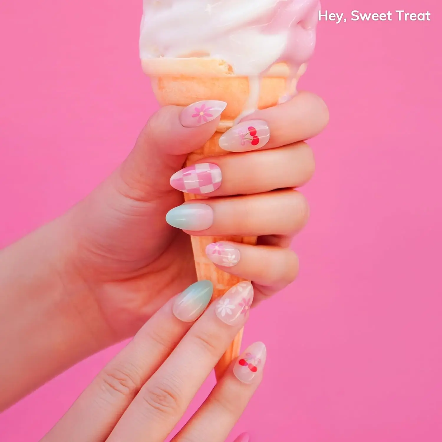 شرائط أظافر جل شبه معالجة، لا حاجة لمصباح LED، نمط صيفي أومبير، 28 شريطًا مع وسادة إعدادية، ملف وعصا