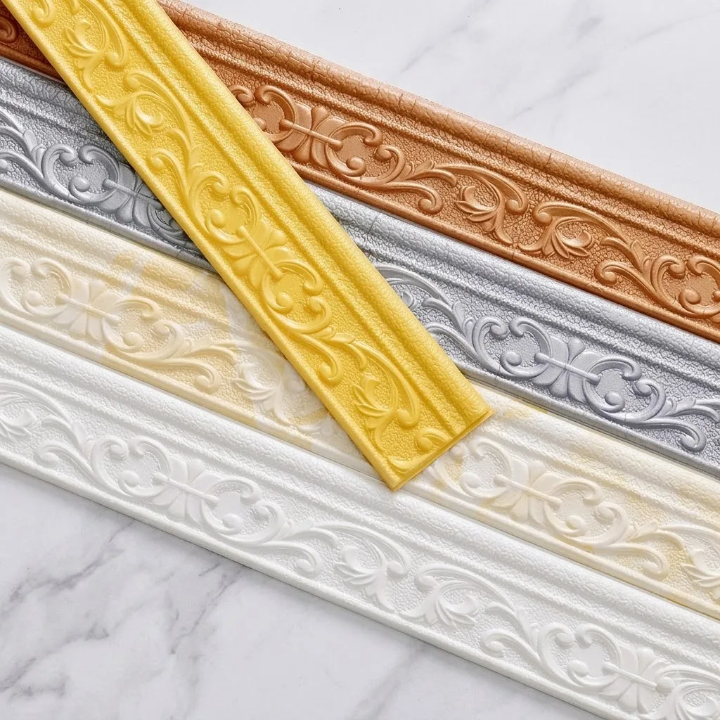 10m Roll Waterproof Self Adhesive Baseboard Sticker 3D Wall Border Trim Wallpaper For Household Interior Decor