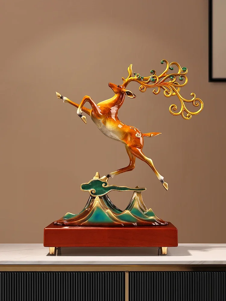 

New Chinese style lucky deer statue high-end living room wine cabinet TV cabinet decoration housewarming new home gifts