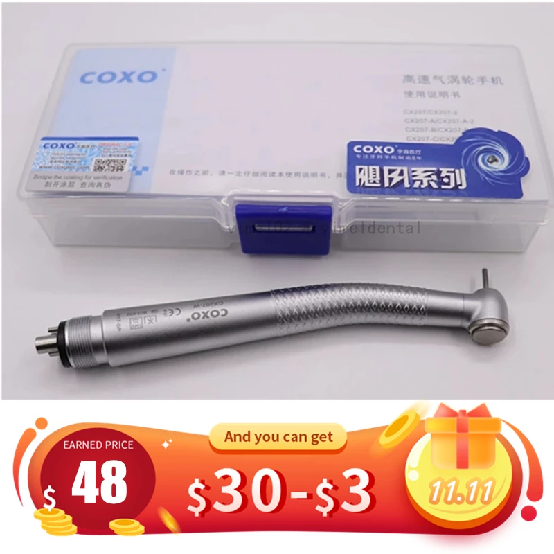 COXO CX207-W push button Dental high speed handpiece Air Turbine 2/4 Hole