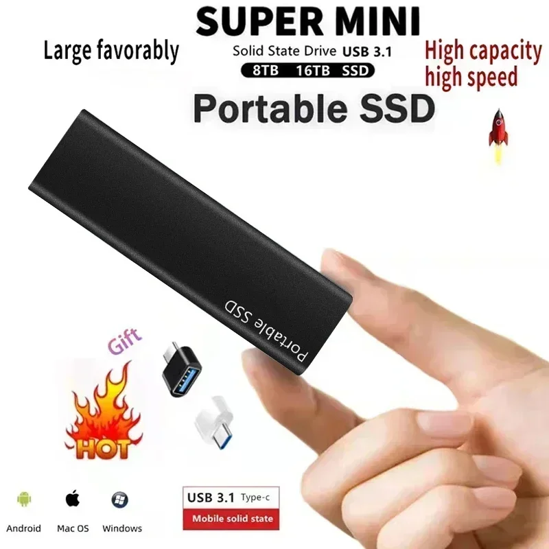 

External SSD Hard Drive 1TB External Hard Disk 2TB High-Speed hard ssd USB3.1 Mobile Solid State Drive for Notebook Laptop Mac