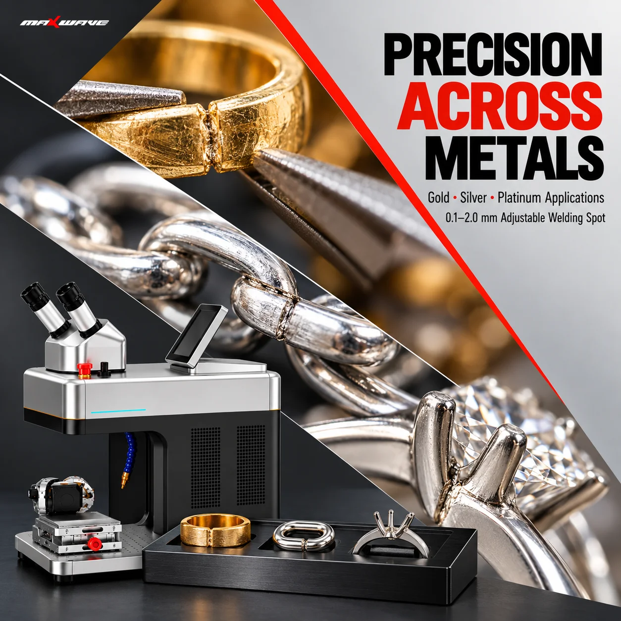 MAXWAVE M3 3 in 1 Laser Workstation for Gold Silver Platinum Titanium Welding Marking and Precision Cutting