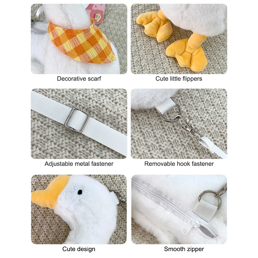 حقيبة كتف لطيفة من القطيفة، حقيبة صغيرة على شكل حيوانات البط الصغيرة، حقيبة مدرسية ناعمة ومريحة وخفيفة الوزن للأطفال والبنات هدية مدرسية كرتونية