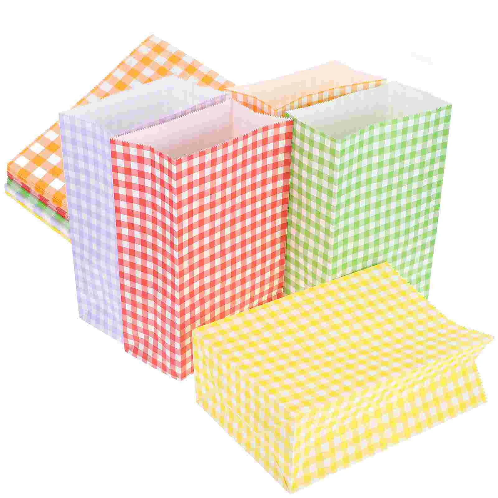 

50 Pcs Multi Color Plaid Gift Paper Bags Small Party Favor Packaging Square Boxes for Celebration