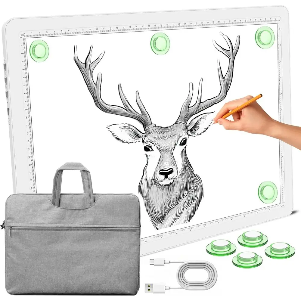

Portable A3 LED Light Pad, Bright Art Light Board with Side Switch, Tracing and Sketching Light Table, Weeding Vinyl (White)