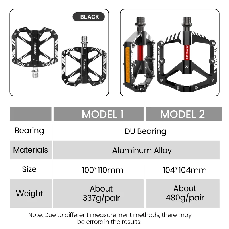 BUCKLOS Bike Pedal Ultralight Bearing Bicycle Flat Platform Pedals Aluminum Alloy MTB Road Cycling Non Slip Footrest Widen Pedal