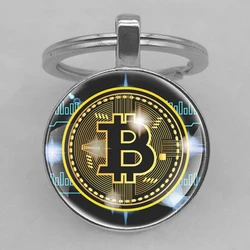 2023 Fashion Bitcoin Design Glass Cabochon Metal Pendant Classic Men's Women's Keychain Keyring Jewelry Keychain Gift Memorial