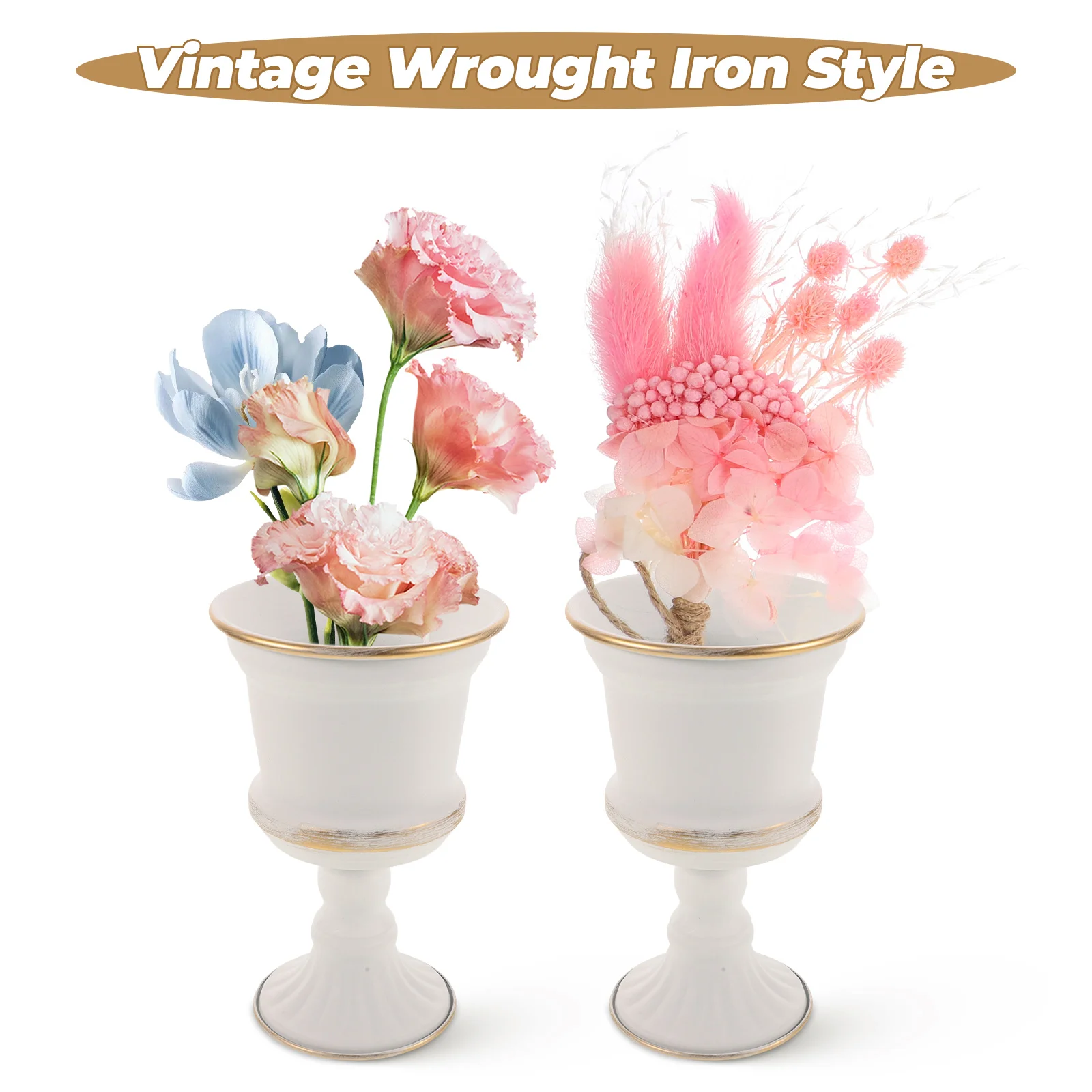 

Vintage Style Metal Flower Pot European Decorative Planter For Home Wedding Decoration Retro Plant Container Iron Flowerpot