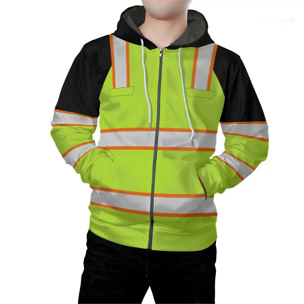 

New High-quality Safety Work Clothes Autumn And Winter Outdoor Workers Tops Men's Large Size Zipper Sweatshirt Can Be Customized