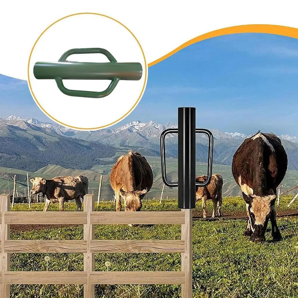 Landscaping Fence Post Driver Heavy Duty Metal Pole Pounder Handle Equipped Bracket for Residential Ranch Fence