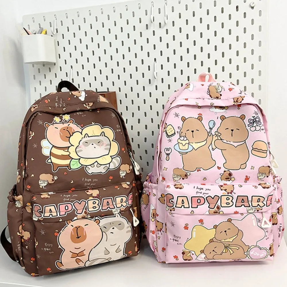 New Large Capacity Capybara Backpack Breathable Cartoon Student Schoolbag Ultra-light Nylon Book Bag