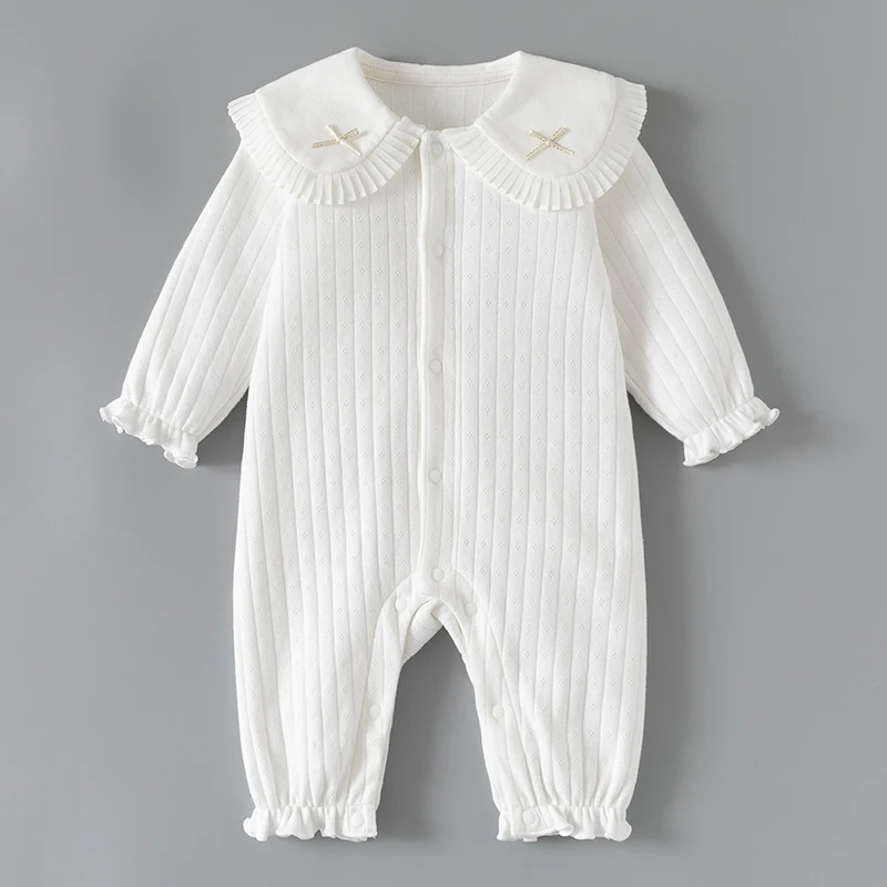 2025 New Autumn 0-24M Children Clothes Infant Baby Girls Jumpsuit Long Sleeved Cotton Splicing Toddler Baby Girls Romper