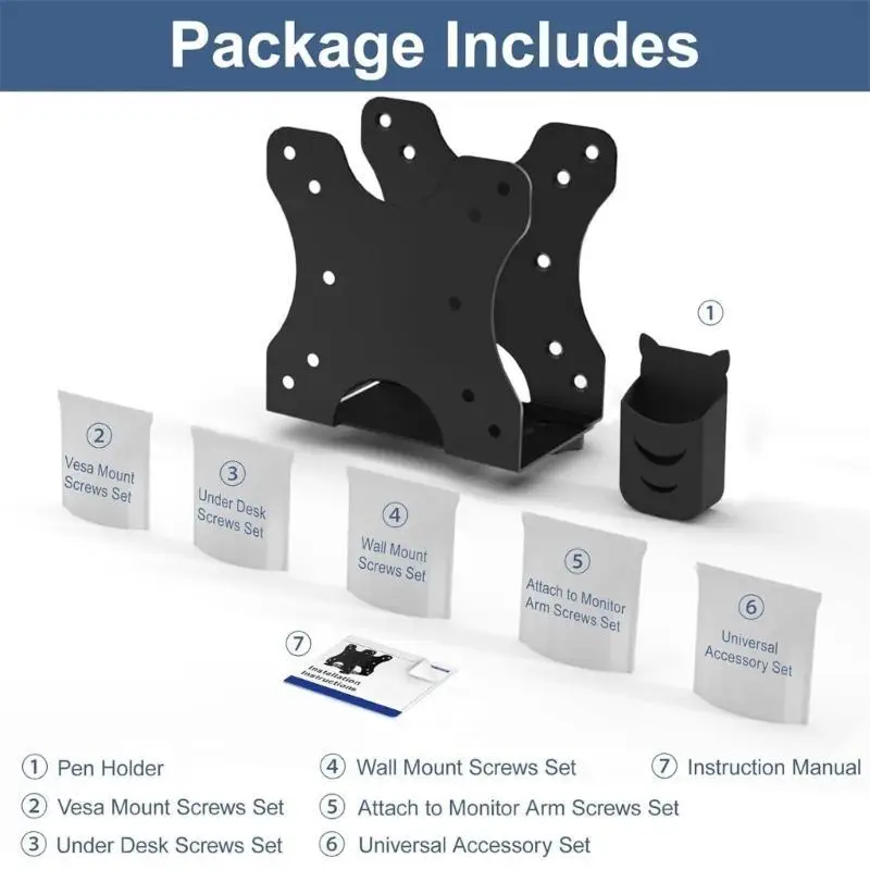 Y1UB Adjustable Thin Client Mount Bracket For VESA Monitor Arm Stand Under Desk