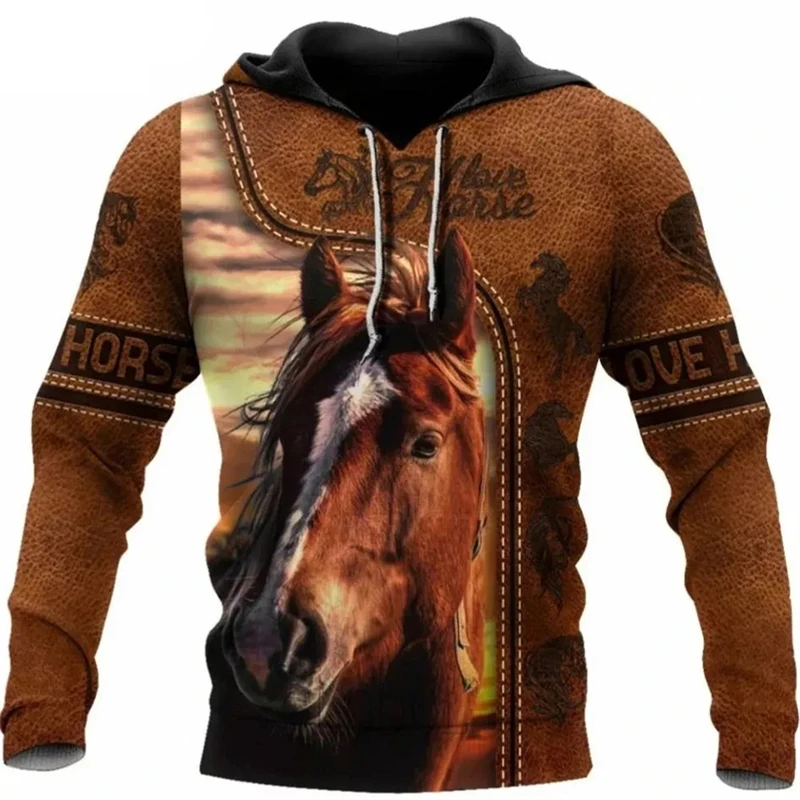 Vintage Animal Horse 3D Printed Hoodie For Men Clothes Steed New In Hoodies & Sweatshirts Casual Streetwear Pullovers Hoody