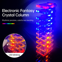 DIY Sound Control LED Music Spectrum Electronic Kit Crystal Column Audio Display PCB Soldering Practice Kit Home Decoration