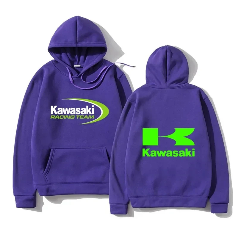 2024 Spring Casual Men\'s Hoodie Kawasaki Racing Team Hoodie Oversized Pattern Sports Top Breathable Street Hoodie