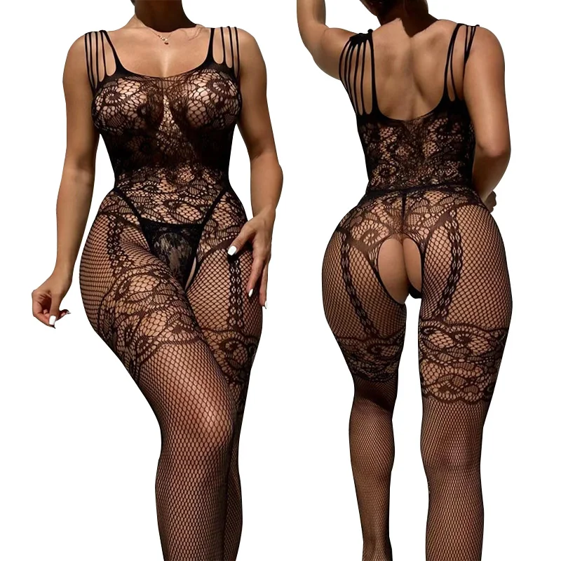 Lace Pattern Babaydolls Chemises Porn Underwear Mesh Hollow Bodystocking Sexy Babay Doll Dress Erotic Crotchless Lingerie Women