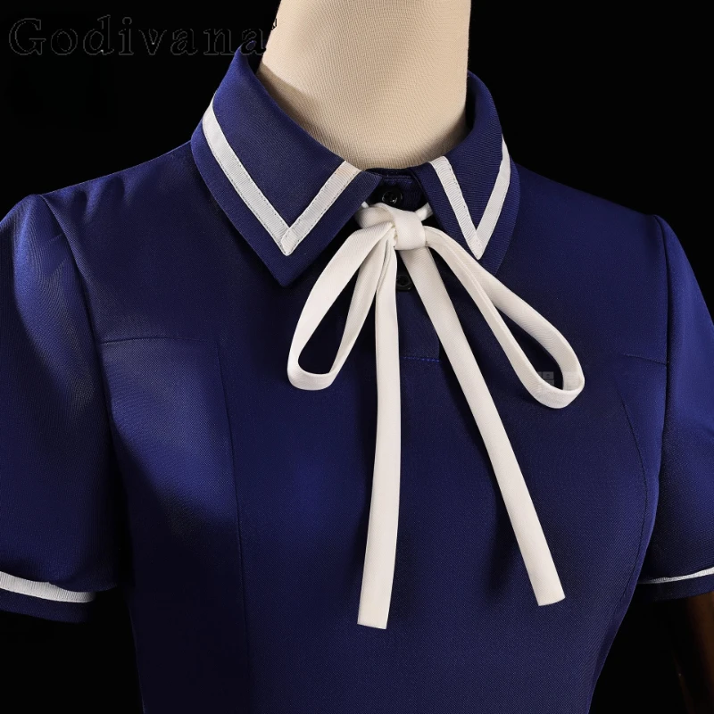 마법 소녀 블루 코스프레 드레스 여성 짧은 소매 Cos 애니메이션 유니폼 드레스 여성 여름 카니발 역할 놀이 드레스