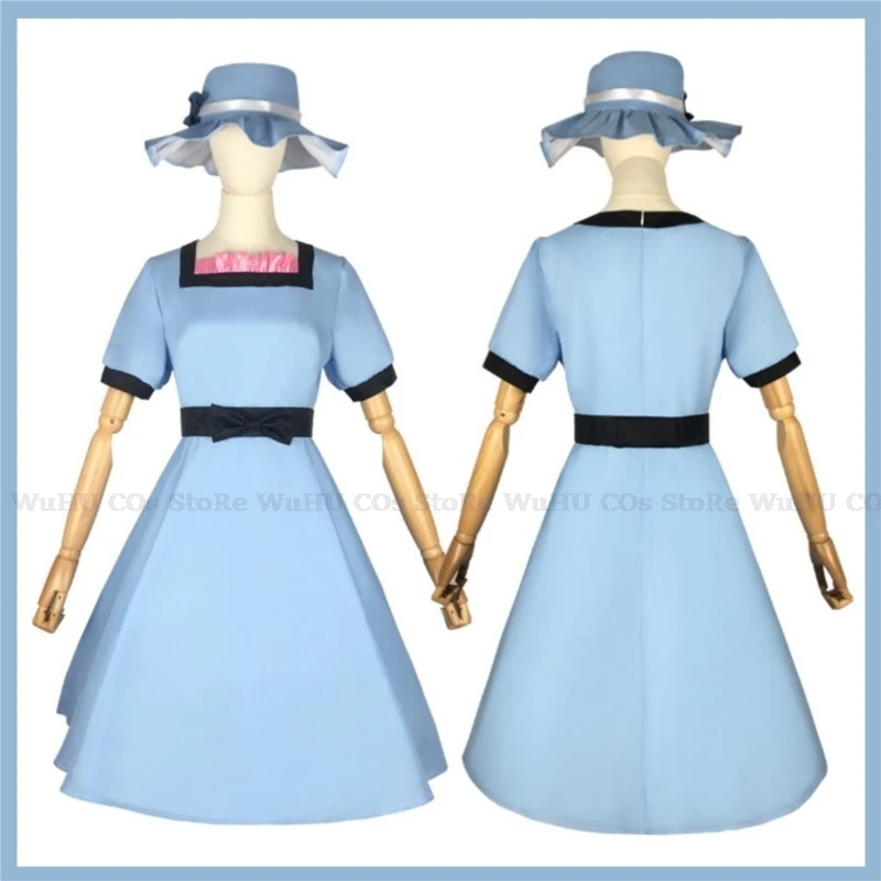 Anime Game Steins Gate Shiina Mayuri Cosplay Costume Blue Dress Princess Dress Hat Adult Woman Lovely Kawaii Carnival Suit