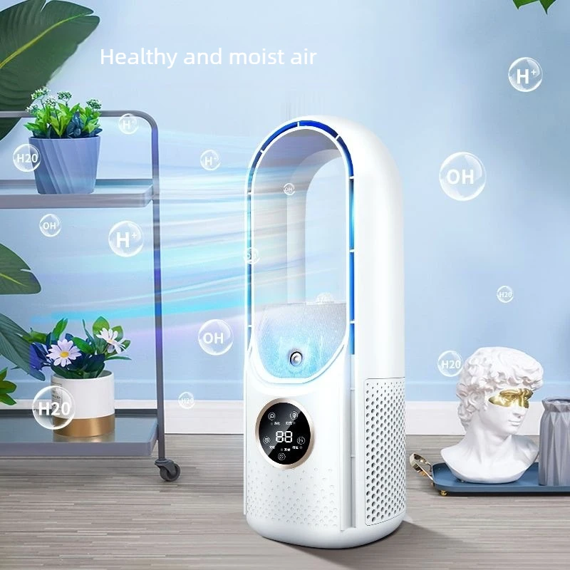 

Portable USB Air Cooler Fan with Mood Light 6 Speeds No Leaves Timer Mini Desktop Cooling Humidifier Air Conditioning Fan