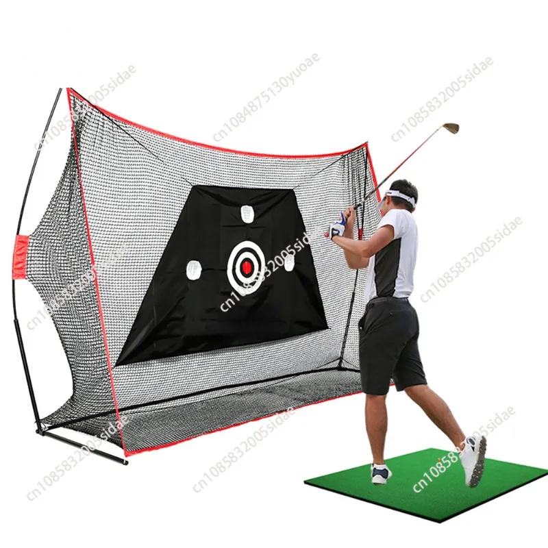 Indoor and outdoor golf practice net swing cut rod net