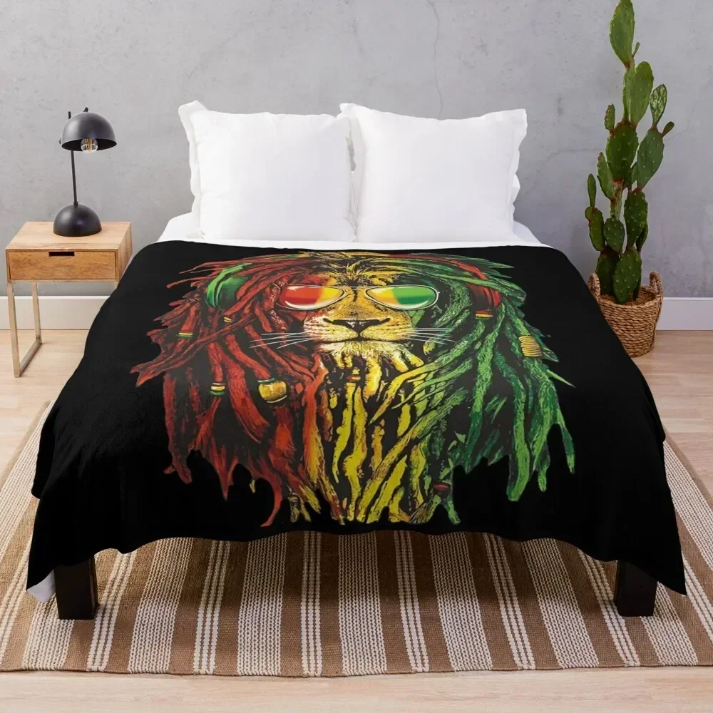 

Bob Marley Rasta Lion Art for Reggae Lover Throw Blanket Warm Napping Blanket for Office Couch Bed