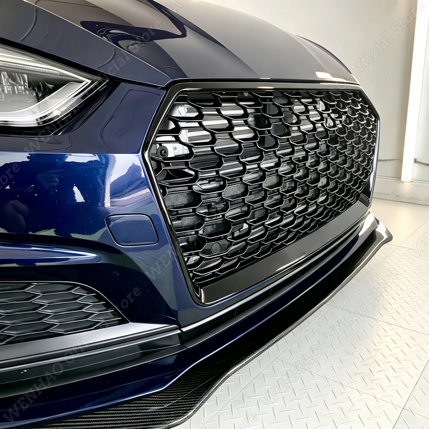

RS5 Style Car Front Bumper Grille For Audi A5 S5 B9 2017-2019 Gloss Black Racing Upper Grill Honeycomb Mesh Car Accessories