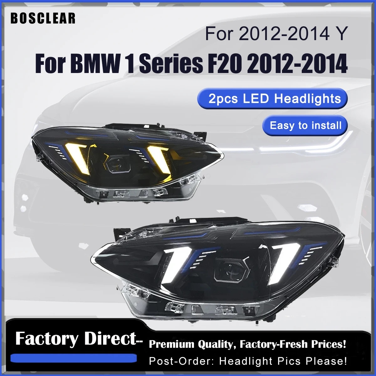 

Светодиодные фары в сборе для BMW 1 серии F20 118i 120i 125i 128i 130i 2012-2014, обновление динамического проектора, аксессуары для автомобильных линз