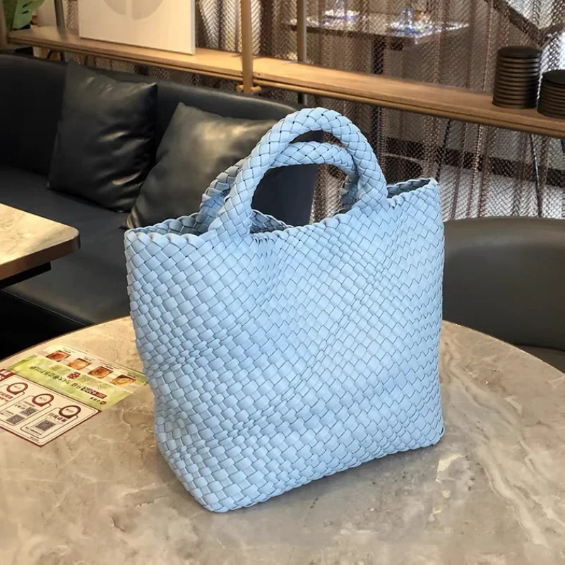 Fashion Mommy Tote Handbag Pure Handmade Woven Bag Large Capacity Fashion Women\'s Bag Soft Leather Premium Texture Tote Out Bag