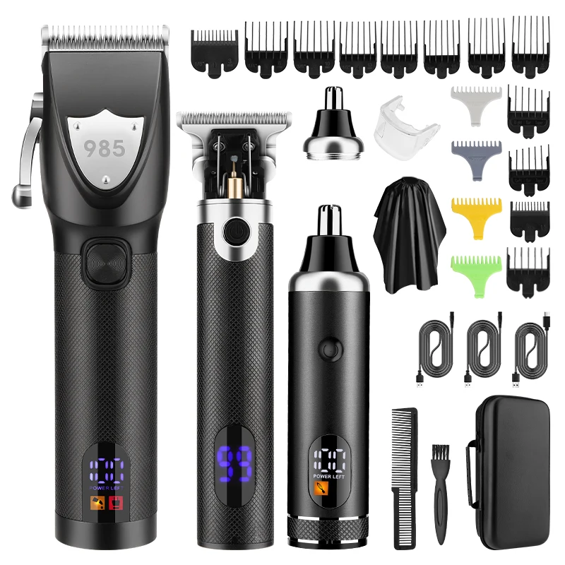 Rrsuxi 985 New Men's High Power Electric Hair Clipper Shaver 3 Sets Professional Hair Trimmer Oil Head Clipper Hair Nose Trimmer