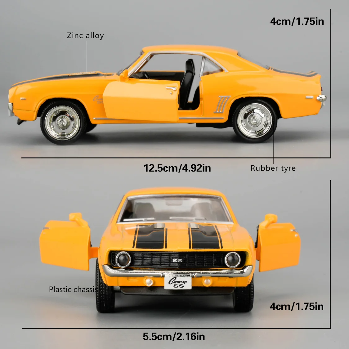 RMZ CITY 1:36 Scale Chevrolet 1969 Camaro S5 Diecast Cars Models, Zinc Alloy Pull Back Vehicles Toy Cars, Cars Gifts For Boys Girls