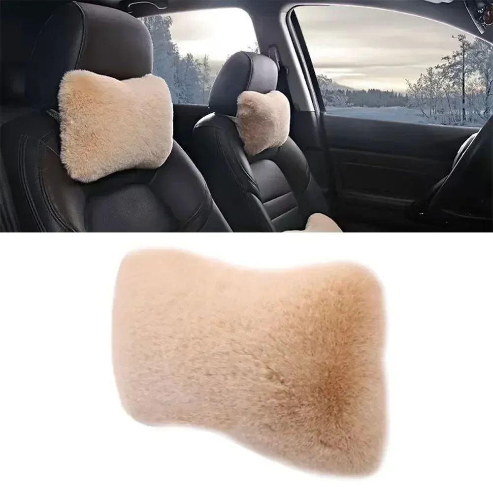 Winter Car Seat Neck Rest Pillow Plush Car Headrest Plush Cushion Warmth and Comfort Universal Lumbar Pillow Support Accessories