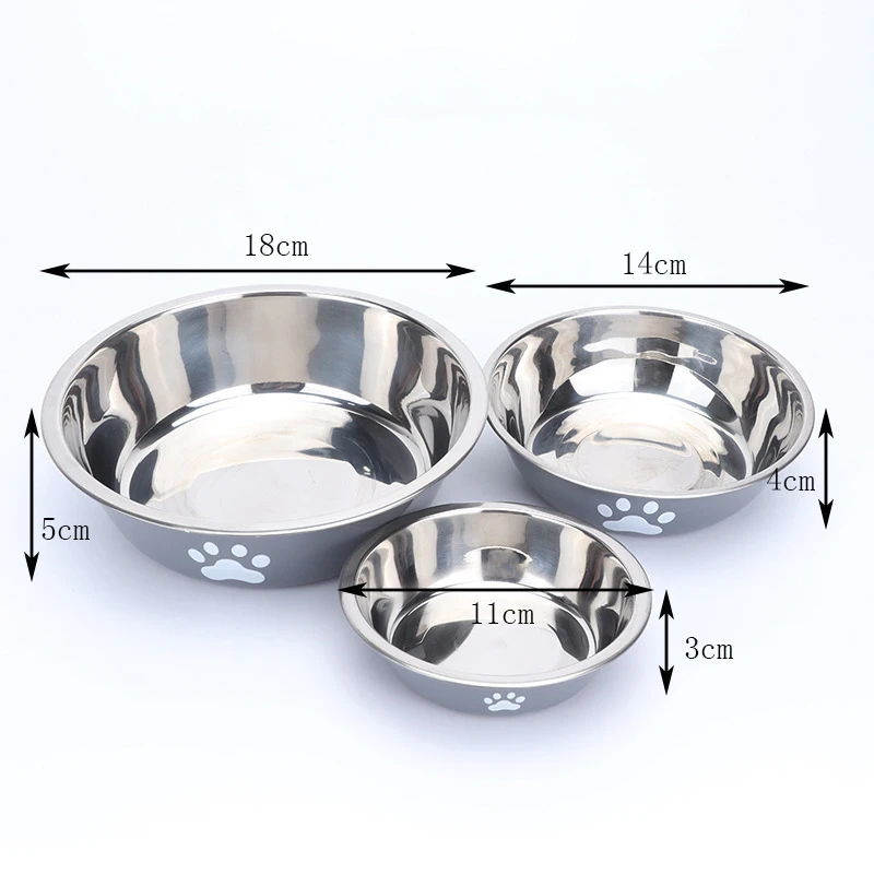 New stainless steel dog basin paw print pet supplies cat bowl dog bowl silicone anti-slip design pet drinking water feeding bowl view 6