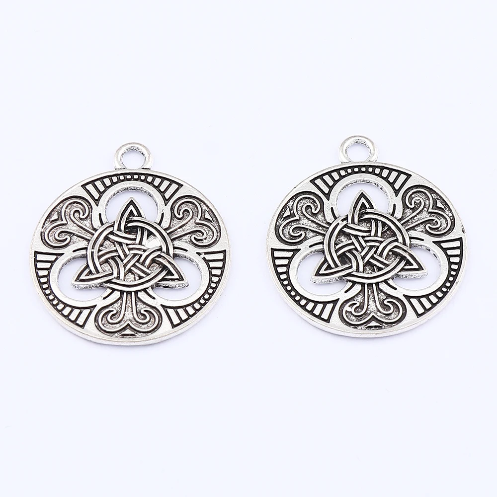 

5 x Tibetan Silver Viking Triple Celtic Knot Circular Round Charms Pendants for DIY Necklace Jewellery Making Accessories