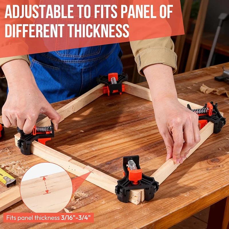 1/2/4 Pcs 90 Degree Corner Clamps For Woodworking, Fast Adjustable Quick Spring Loaded Woodworking Clamps,Cabinets,Photo Framing