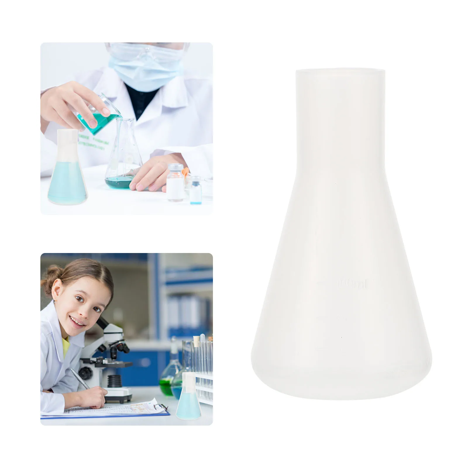 10 Pcs Conical Flask Experimental Beaker Laboratory Plastic Lightweight Scale Flask for Chemistry School Lab Use