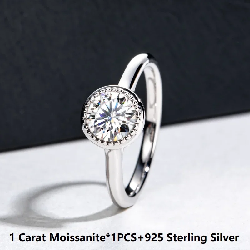

1ct D Color Moissanite Engagement Ring for Women, 925 Sterling Silver Wedding Band, GRA Certified, Bridal Gift Jewelry