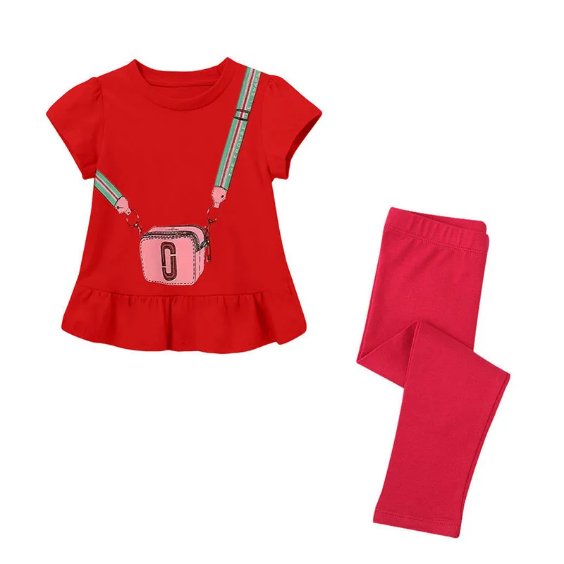 

Jumping Meters 2-7T Cute Girls Tshirts + Leggings Short Sleeve Children's Clothing Sets For Summer 2 Pcs Suit Kids Outfits Sets