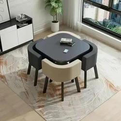 Simple Reception Table and Nordic Chair Combination 4 People Leisure Negotiation Small Round Table Office Table