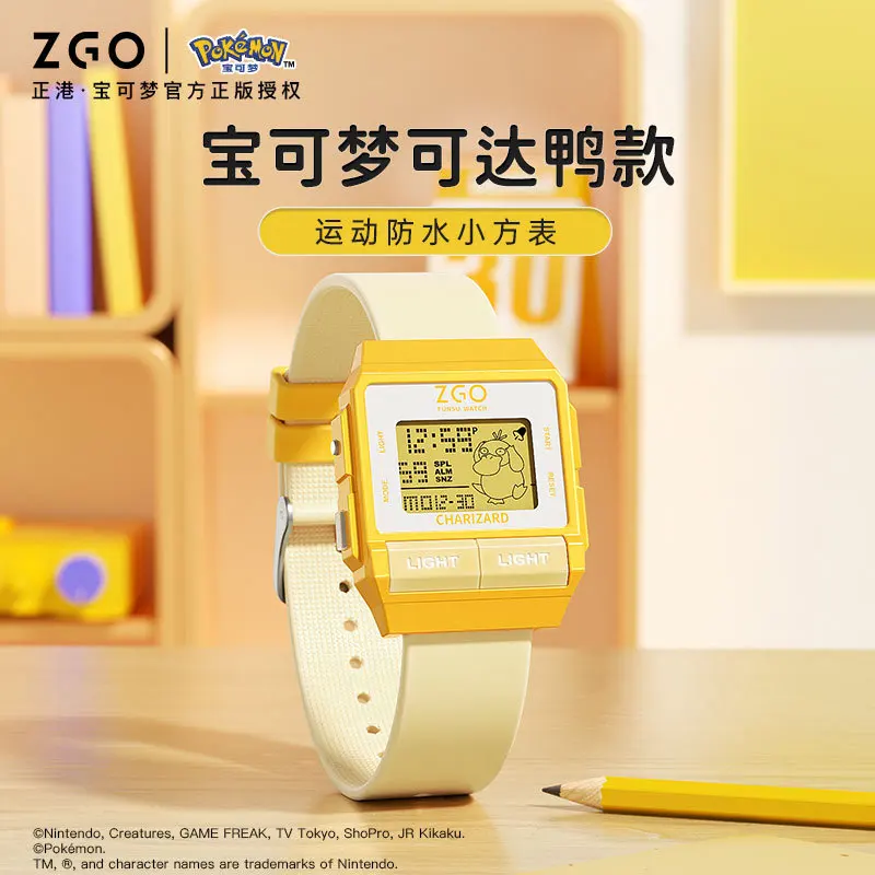 Original Pokemon Joint Zgo Anime Watches Psyduck Charmander Waterproof Luminous Sports Electronic Watch Student Festival Gifts