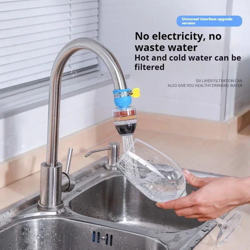 

Kitchen 6-layer water filter faucet vegetable washing faucet filter splash proof universal kitchen Maiwanshi filter water purifi