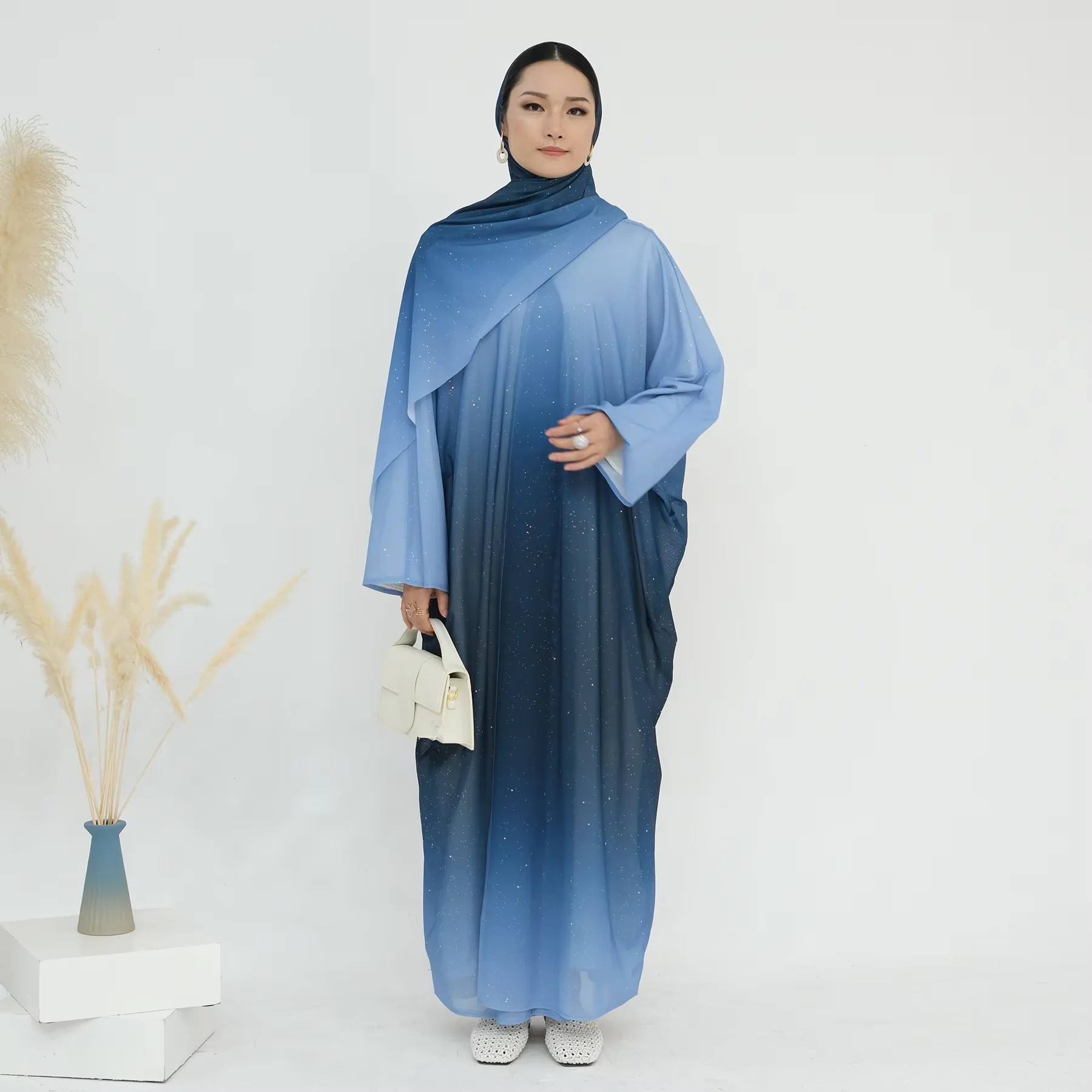 Islamic Clothing New Women Dubai Abaya 2025 Ombre Gradient Color Hijab Abayas Kaftan Kebaya Muslim Dress Eid Kimono Jalabiya Set