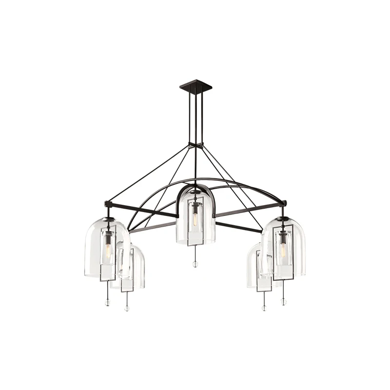 

Retro American Black Brass Glass Crystal E14 LED 2025 Chandelier Lustre Suspension Luminaire Lampen For Living Room