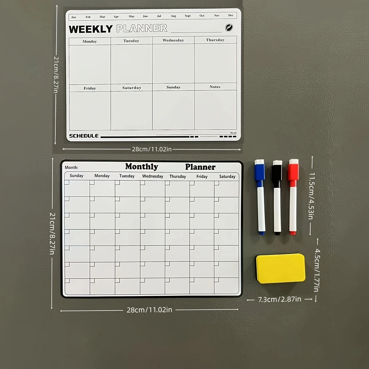 Magnetic Weekly/Monthly Planner Board Fridge Magnet Set, Organize Your Schedule for Home & Office