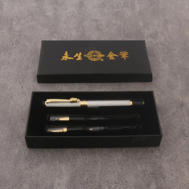 1pc/3pc Set Box Fountain Pen Frosted black Converter Filler Business Office School Supplies Golden Ink Pens