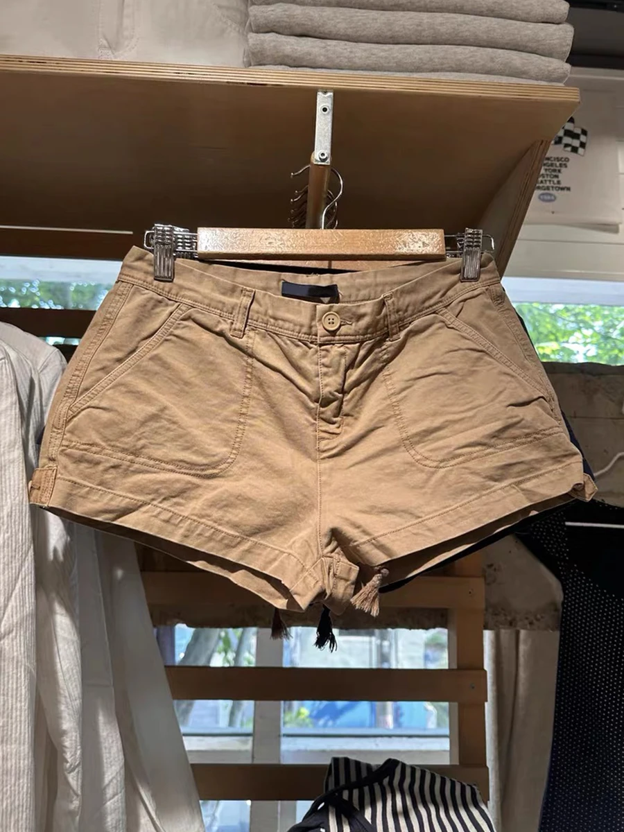 포켓 스윗 솔리드 카고 반바지 여성 섹시 로우 웨이스트 코튼 데님 스웨트셔츠 여성 빈티지 스트릿웨어 여름 반바지 2025 신상