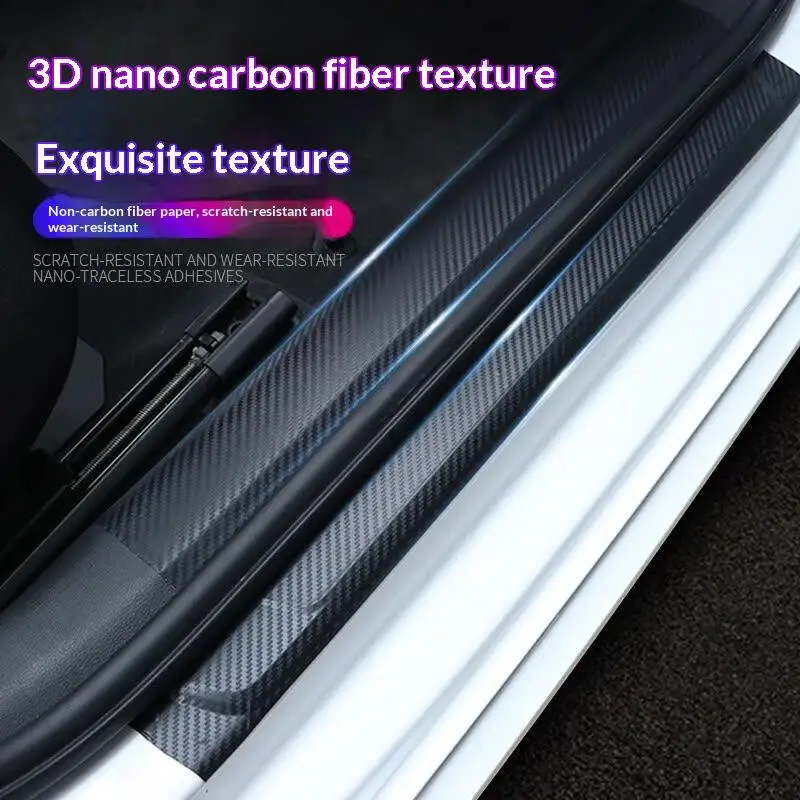 Carbon Fiber Car Door Sill Sticker 7cm10cm Anti Scratch Protector Tape for Vehicle Entry Guard Easy DIY
