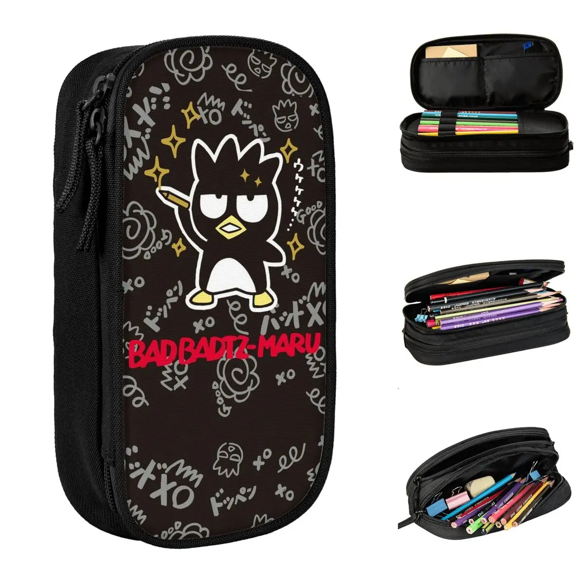 New Cartoon Badtz Maru Penguin Pencil Cases Pencilcases Pen Kids Big Capacity Bag Students School Zipper Stationery