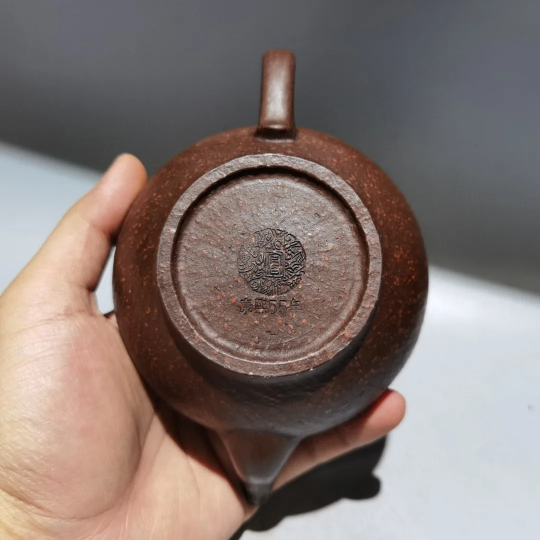 6 "الصينية ييشينغ الأرجواني الطين إبريق الشاي الوجه المبتسم زهر الكرز وعاء غلاية مسطحة جمع الثروة زخرفة غلاية إبريق الشاي حفل الشاي